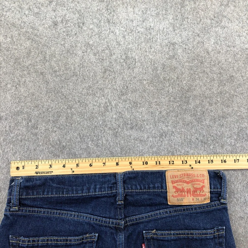 Levis 510 Jeans Mens 34x32 Blue Medium Wash Slim Skinny Denim Pants Casual